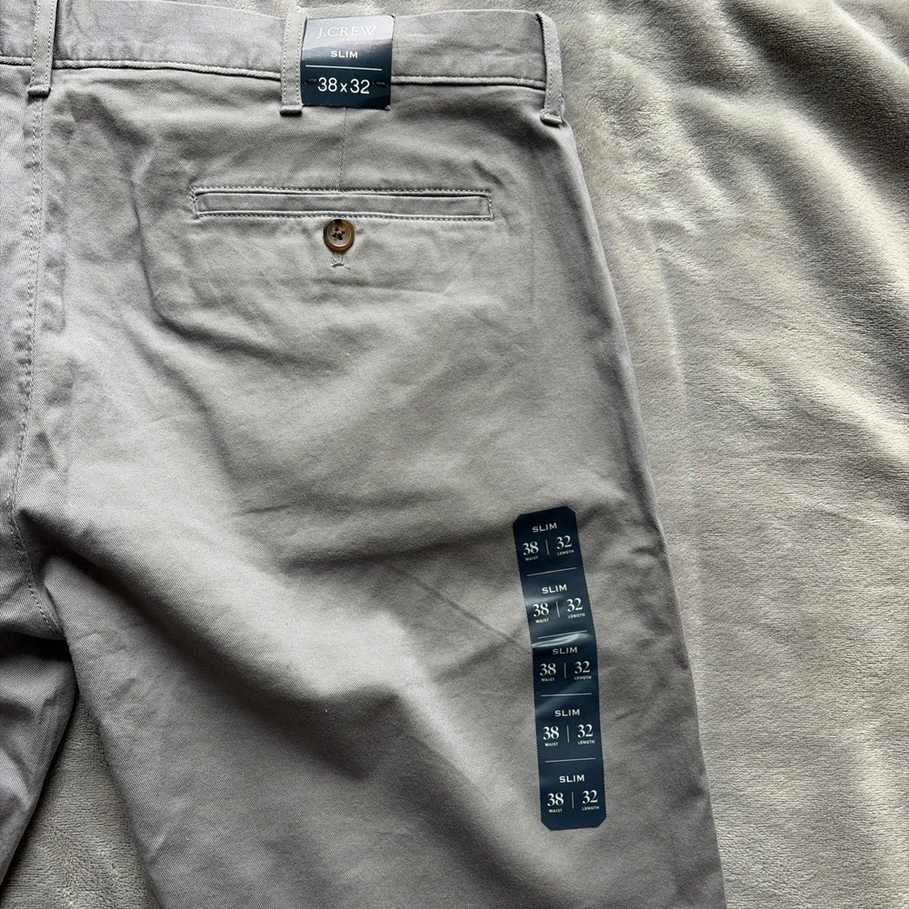 NWT J.Crew Pants Mens 38x32 Gray Slim Flex Chino Stretch Cotton Flat Front H3167